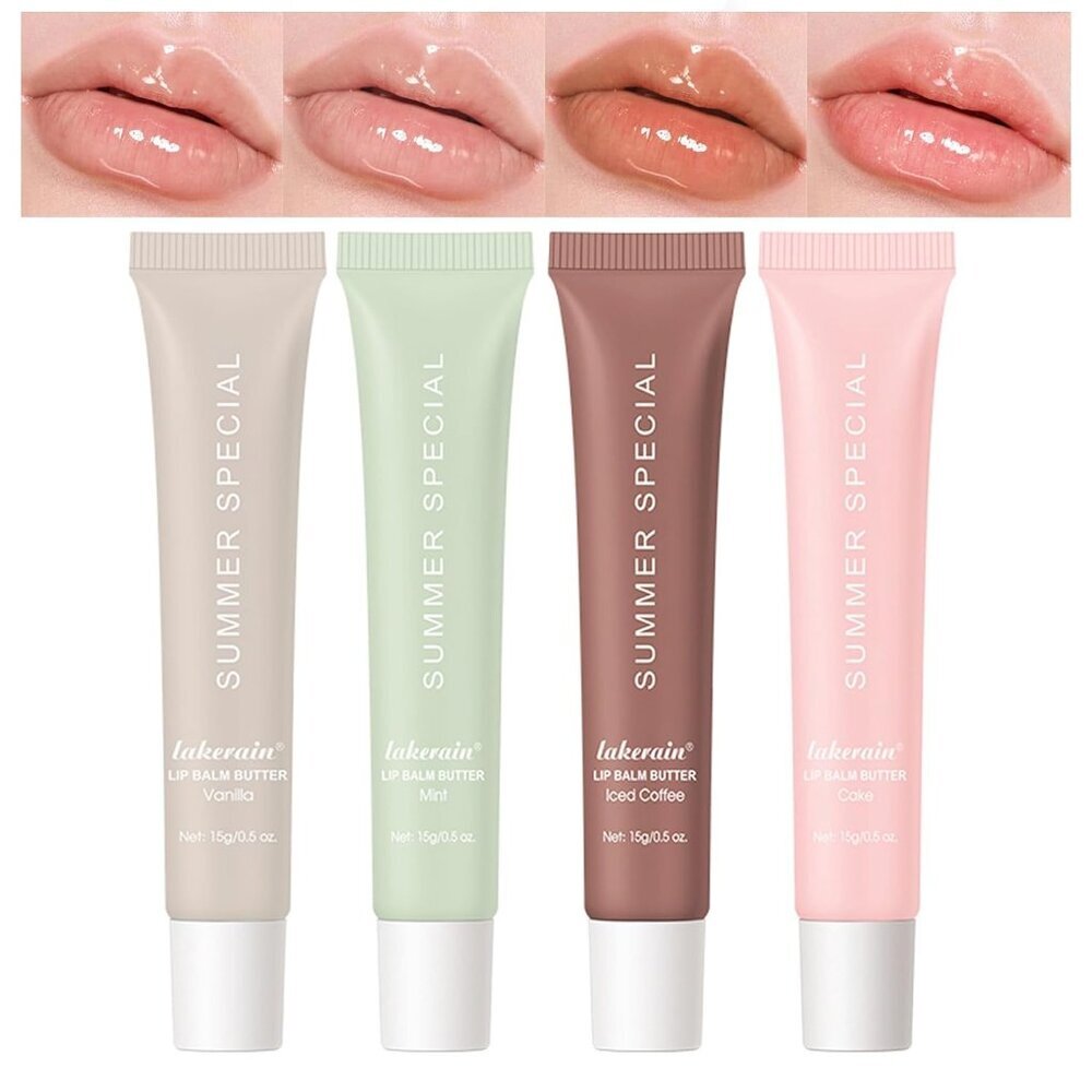Glossy Butter Lip Balm Set - 4 Pcs, Mix